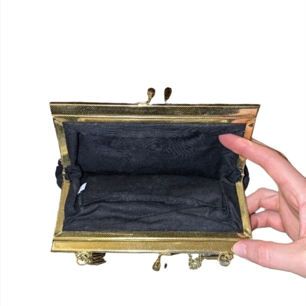 Unbranded Small Floral Purse with Gold Chain